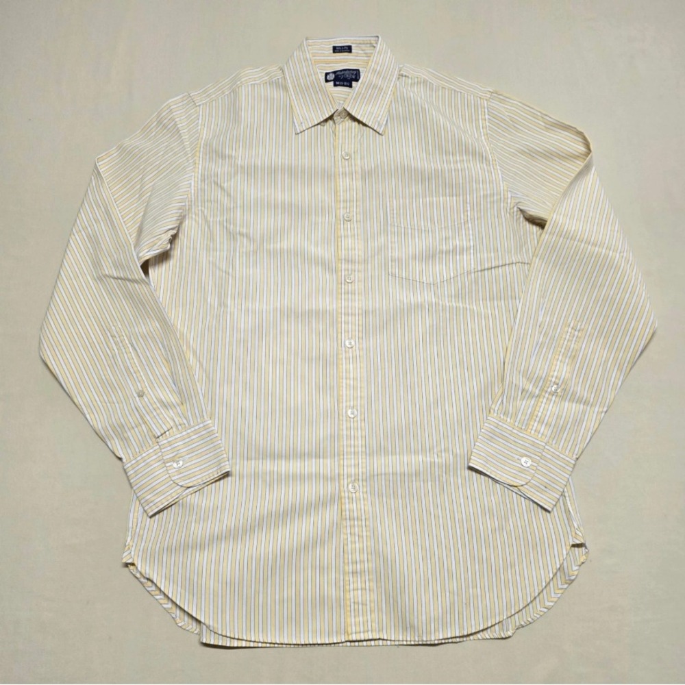 J.Crew Haberdashery Men Yellow Striped 80s 2-Ply Casual Shirt Medium 15-15.5